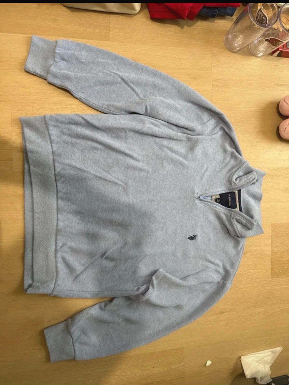 U.S. Polo Assn. Light Gray Quarter-Zip Pullover Sweater